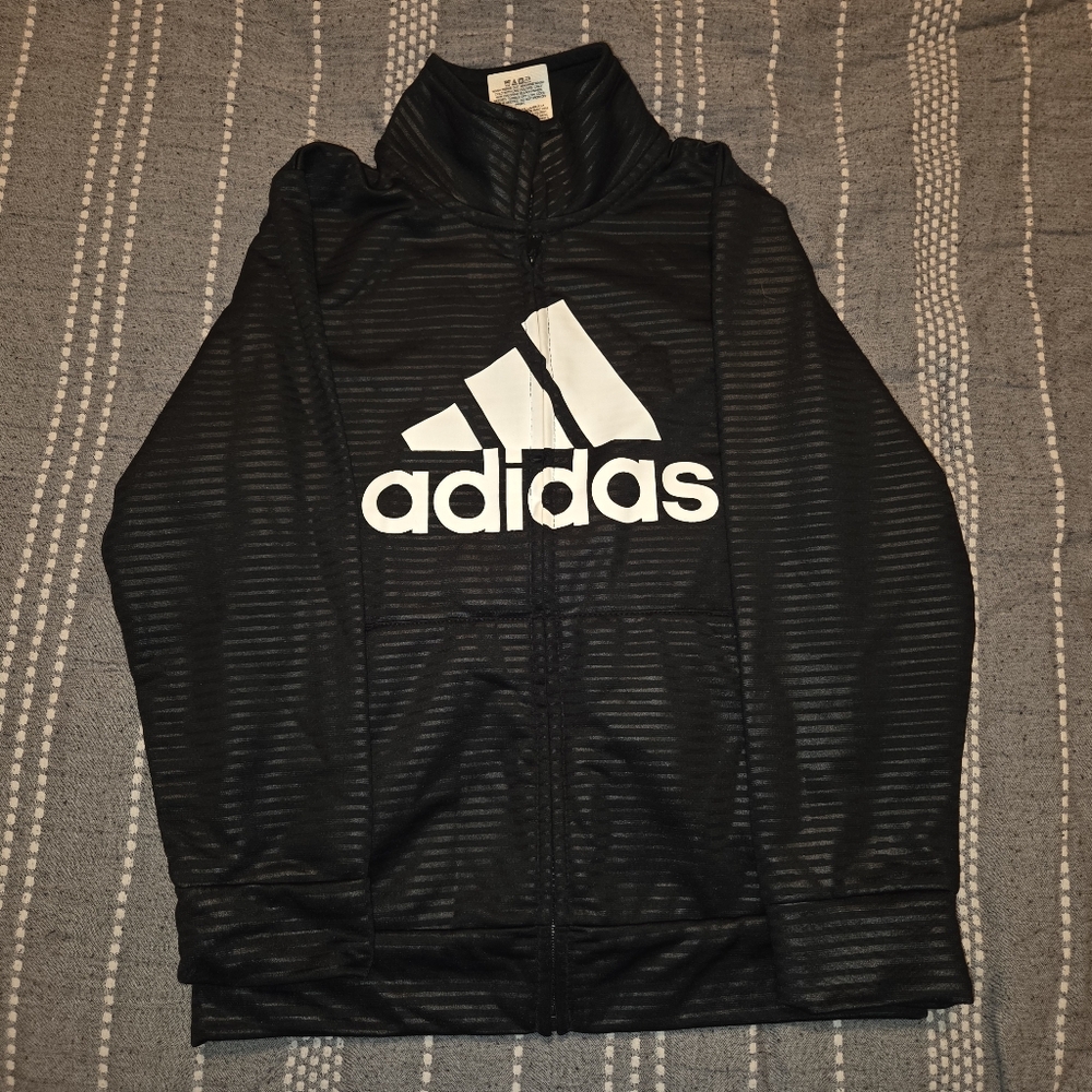 Adidas Striped Black and White Track Jacket